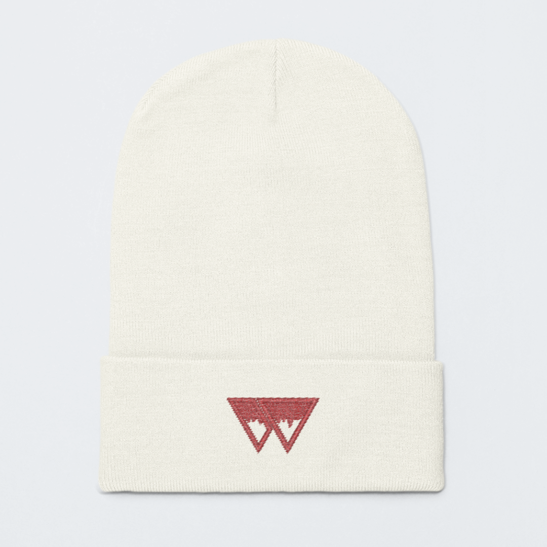 Beanie Logo Natur/Rot