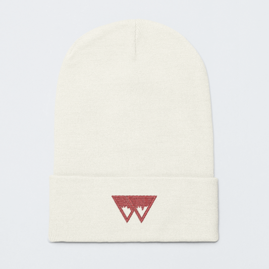 Beanie Logo Natur/Rot